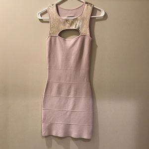 BCBG Maxazria bare pink Elias sequin dress